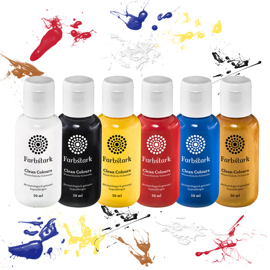 Body Painting Colours Set Basic, 6 x intensive body paint